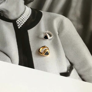 925Silver Black Heart Cubic Earrings