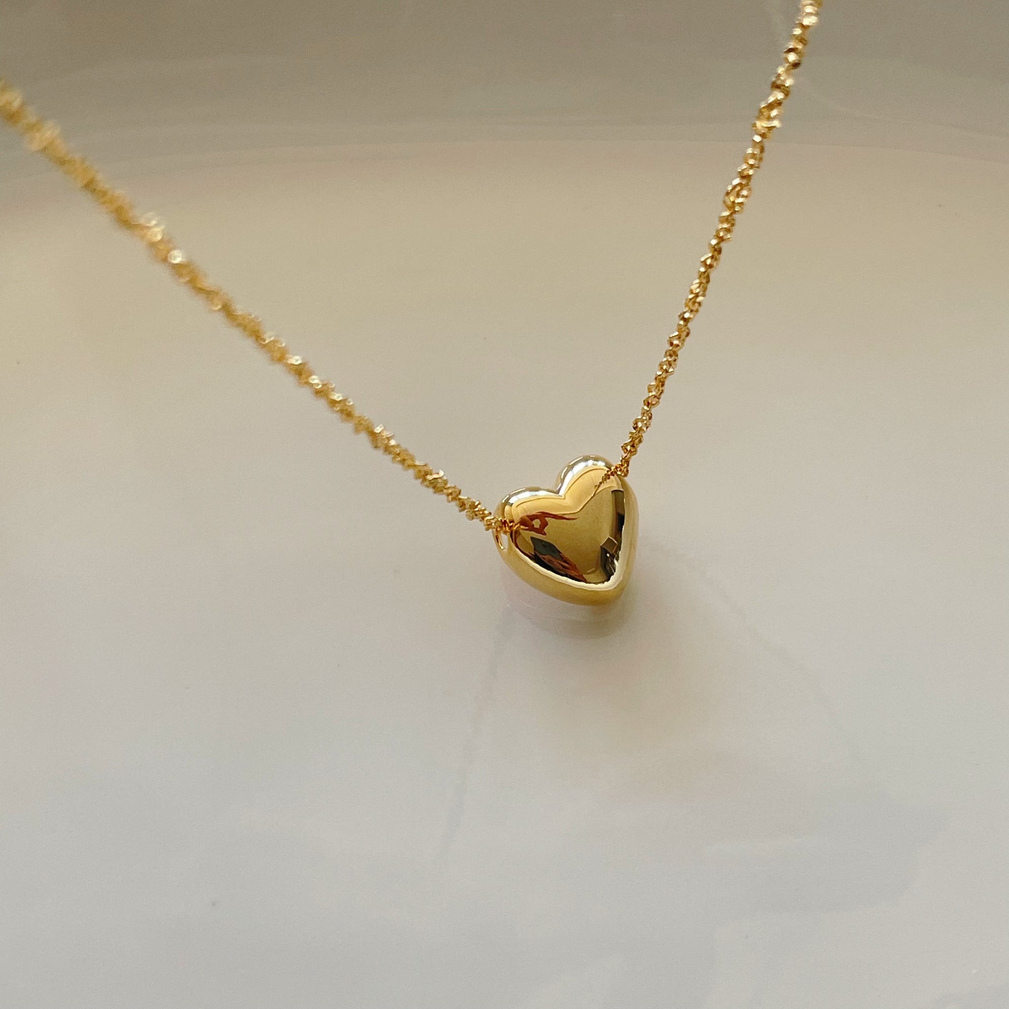 18K Gold Plated Heart Necklace (Knit Chain)
