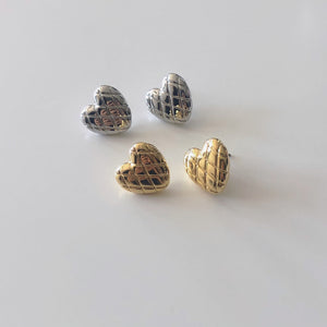 18K Gold Plated Quilting Heart Earrings