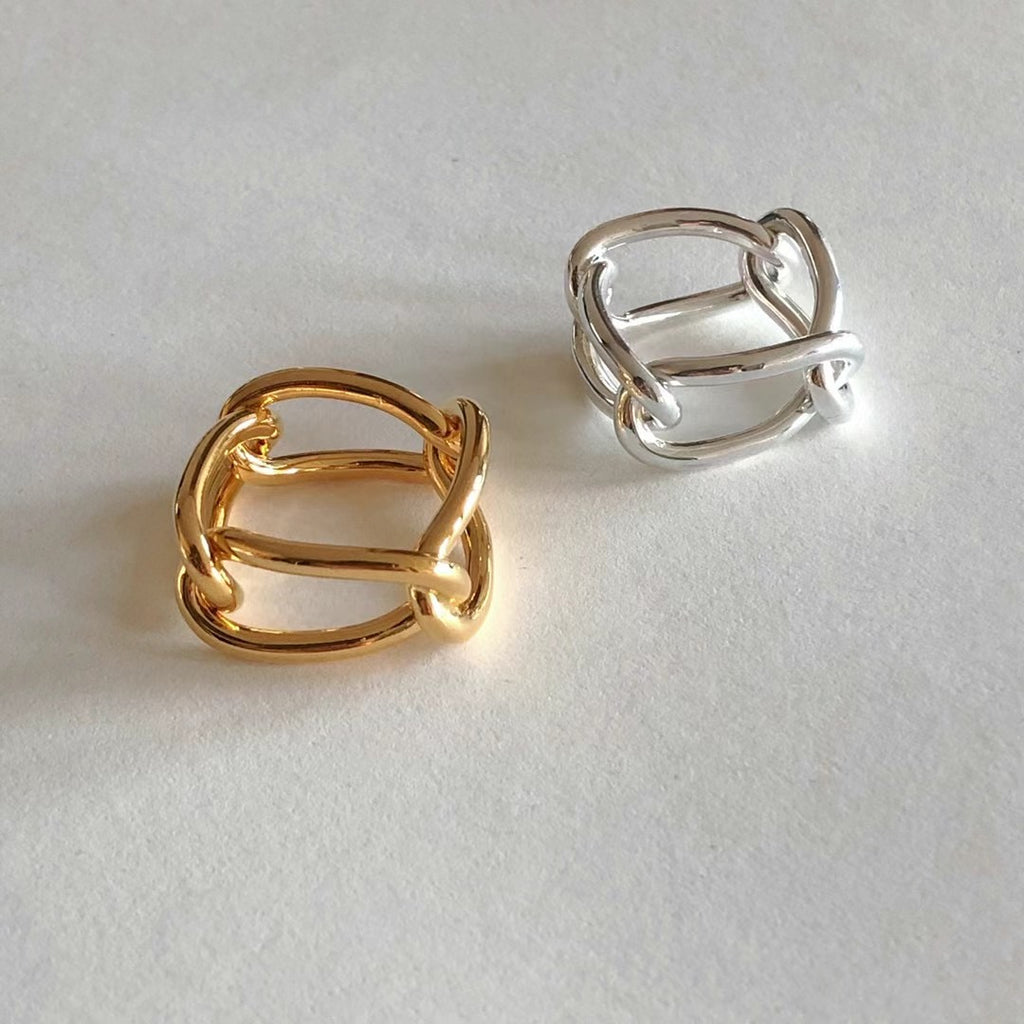 925Silver Linked Square Ring