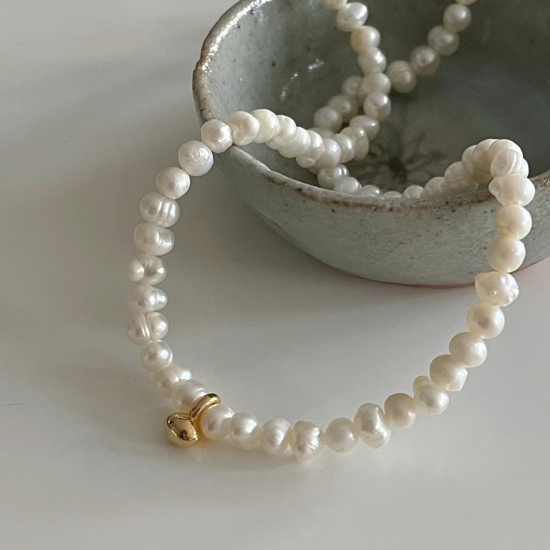 Natural Pearl Necklace with 24K Gold Plated Pendant