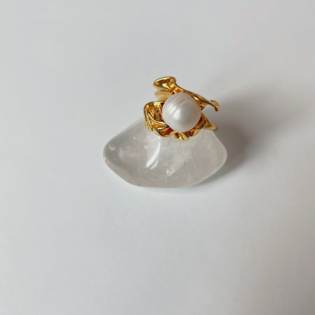 Pearly 24K Gold Plated Ring