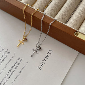 18K Gold Plated Cross Heart Necklace