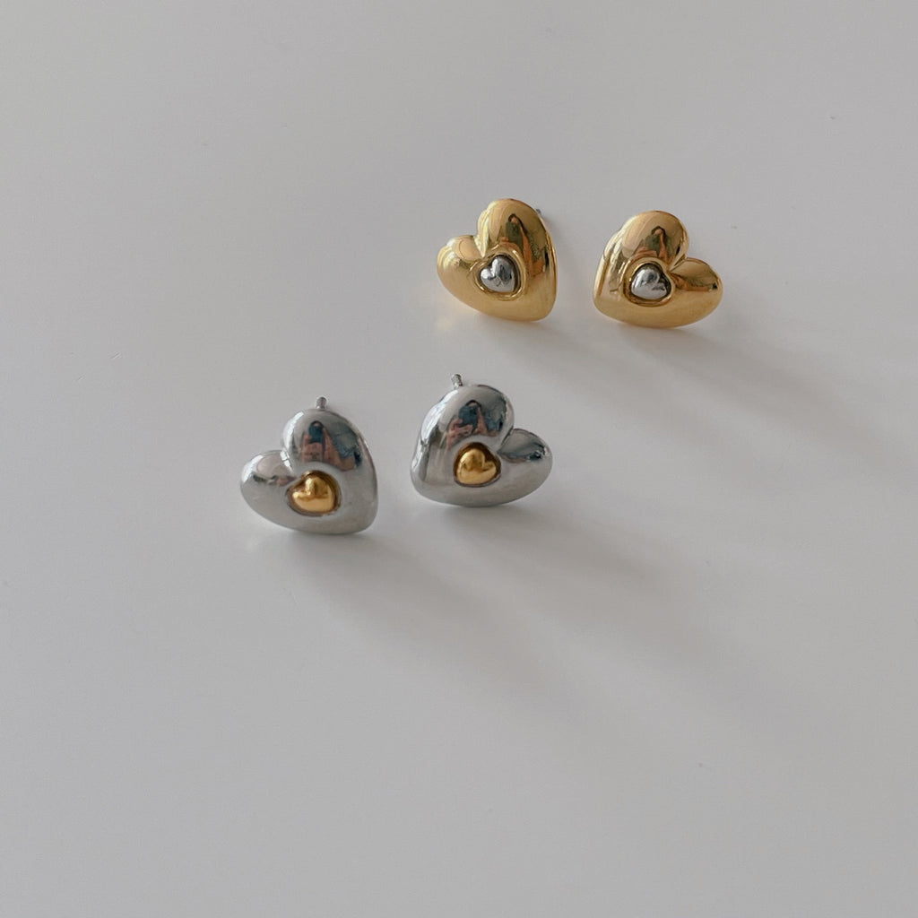 Heart Combi Buckle Earrings