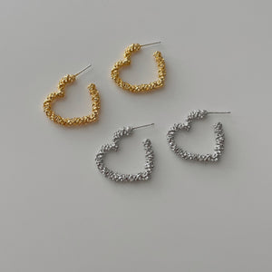 24K Gold Plated Heart Earrings (Silver Post)