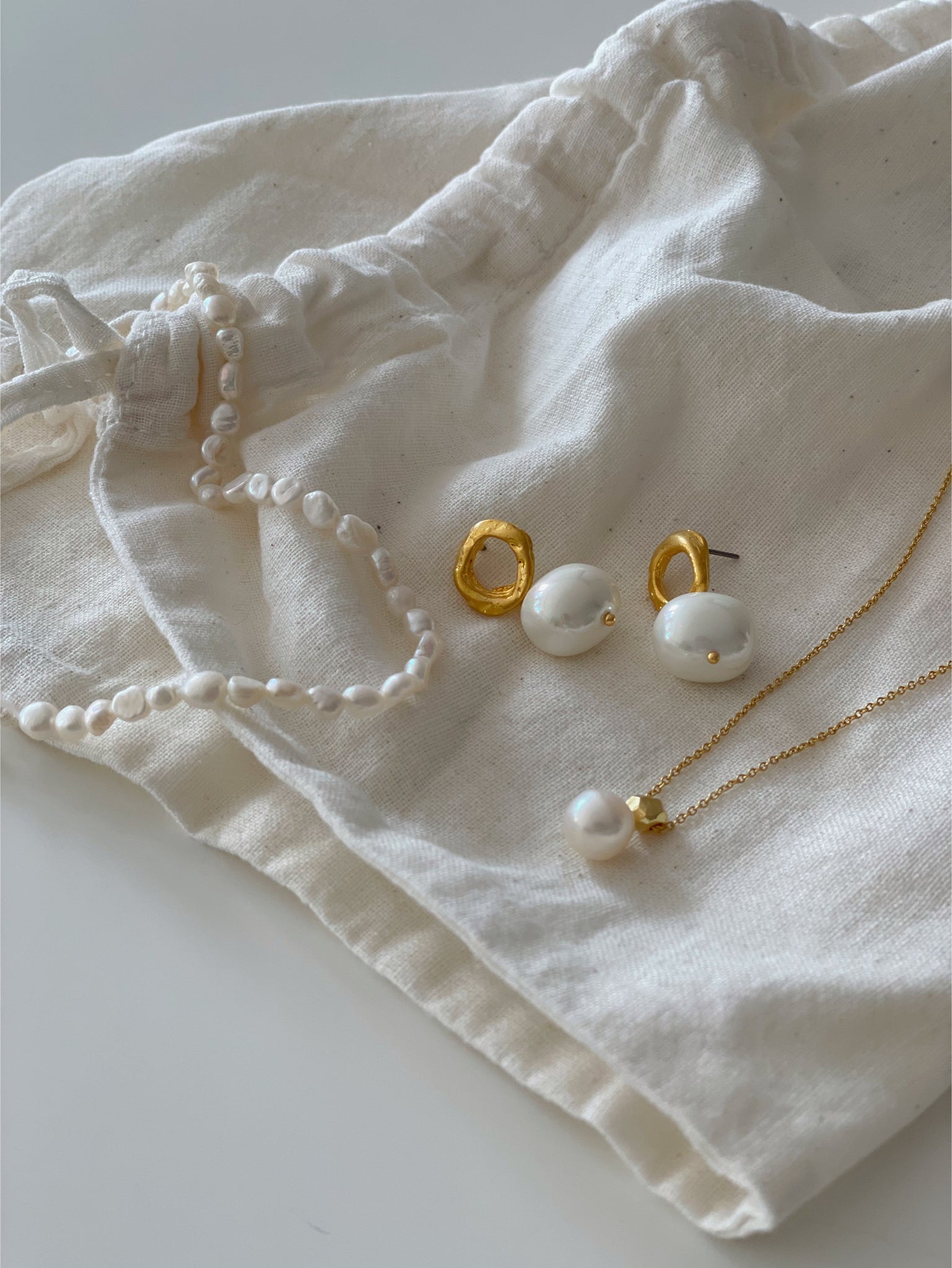 18K Gold Plated Real Pearl Earrings