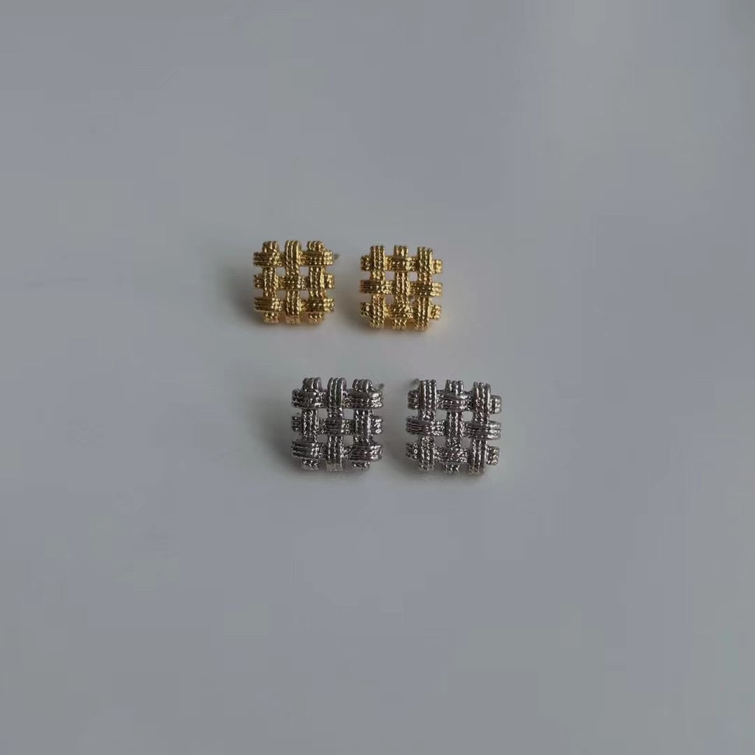 Waffle Earrings ( S925)