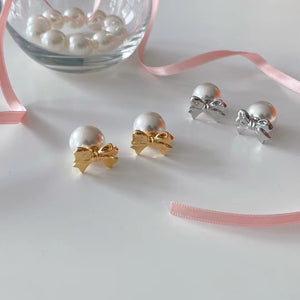 Ribbon Pearl Earrings